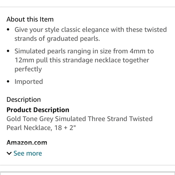 Grey and silver faux pearl collar necklace - Picture 6 of 6